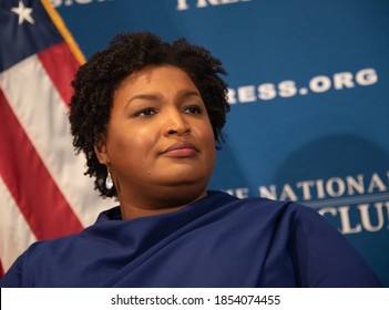 Washington, DC/USA - November 15, 2019. Stacey Abrams speaks at a National Press Club luncheon.