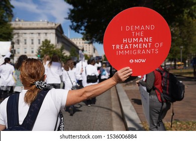 Washington, DC/USA – October 19, 2019: Doctors For Camp Closure March To Close Immigrant Detention Camps And Family Separation By US Customs And Border Protection.