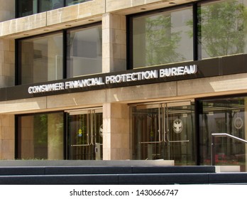 Washington, DC/USA-6/21/19: Headquarters Of The Consumer Financial Protection Bureau, A Federal Agency Set Up In 2010 After The Financial Crisis.                               