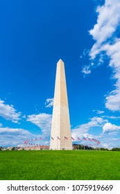 Washington Dc,Washington Monument On Sunny Day With Blue Sky Background.