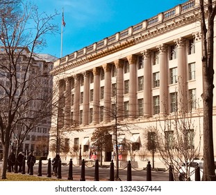 Washington, District Of Columbia, USA - February 26 2019: Headquarters Of U.S. Chamber Of Commerce, The Main Lobbying Organization Of U.S. Business And Corporations