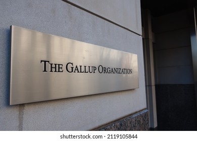 WASHINGTON - FEBRUARY 6, 2022: THE GALLUP ORGANIZATION Sign At DC Headquarters Building. The Organization Is Known For The Gallup Poll, A Public Opinion Poll.