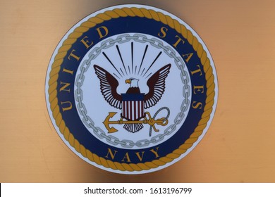 WASHINGTON - JANUARY 12, 2019: UNITED STATES NAVY - Sign Emblem Seal Coat Of Arms On Memorial At Nationals Baseball Stadium