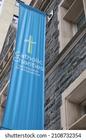 WASHINGTON - JANUARY 17, 2022: CATHOLIC CHARITIES ARCHDIOCESE OF WASHINGTON Sign At Headquarters Building. The Charity Is A Social Services Agency In DC.