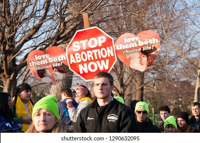 WASHINGTON JANUARY 18:  Pro-life Supporters Participate In The March For Life In Washington, DC On January 18, 2019