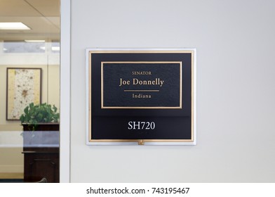 WASHINGTON - JULY 18: The Entrance To The Office Of Senator Joe Donnelly In Washington DC On July 18, 2017. Joe Donnelly Is The Senior United States Senator From Indiana.