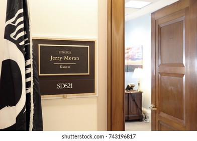 WASHINGTON - JULY 18: The Entrance To The Office Of Senator Jerry Moran In Washington DC On July 18, 2017. Jerry Moran Is The Junior United States Senator From Kansas.