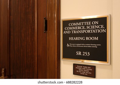 WASHINGTON - JULY 18: An Entrance To A Senate Commerce, Science And Transportation Committee Hearing Room In Washington, DC On July 18, 2017. The Senate Is The Upper Chamber Of The US Congress.