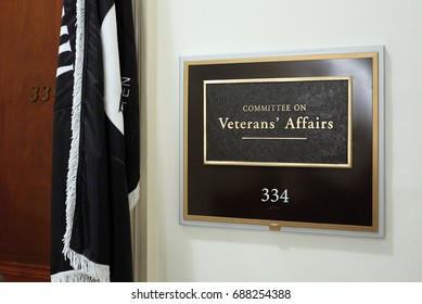 WASHINGTON - JULY 18: A Sign At The Entrance To A House Veterans Affairs Hearing Room In Washington, DC On July 18, 2017. The House Of Representatives Is The Lower Chamber Of The US Congress.