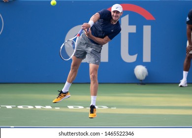 WASHINGTON – JULY 29: Brayden Schnur (CAN) Falls To Jo-Wilfried Tsonga (FRA, Not Pictured) At The Citi Open Tennis Tournament On July 29, 2019 In Washington DC