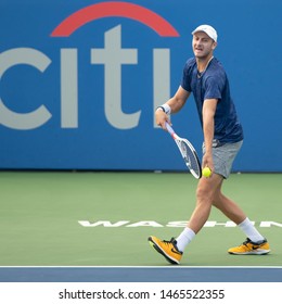 WASHINGTON – JULY 29: Brayden Schnur (CAN) Falls To Jo-Wilfried Tsonga (FRA, Not Pictured) At The Citi Open Tennis Tournament On July 29, 2019 In Washington DC