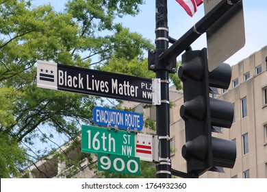 WASHINGTON - JUNE 27, 2020: Black Lives Matter Plaza Street Sign