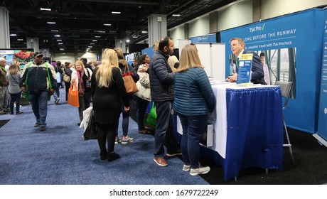 WASHINGTON - MARCH 7, 2020: TSA PRE CHECK Exhibit Display At Travel And Adventure Show