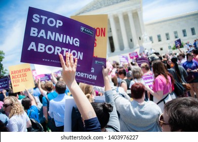 WASHINGTON MAY 21:  Pro-choice activists rally to stop states’ abortion bans in front of the Supreme Court in Washington, DC on May 21, 2019