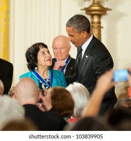 WASHINGTON - MAY 29: Civil Rights And Women's Advocate, Dolores Huerta, Receives The Presidential Medal Of Freedom At A Ceremony At The White House May 29, 2012 In Washington, D.C.