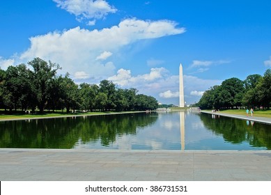 Washington memorial from the pool - Powered by Shutterstock