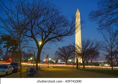 Washington Monument In Washington DC At Night