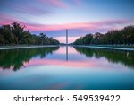 Washington Monument and Lincoln Memorial Reflecting Pool at sunset | Washington, D.C., USA