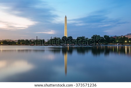 Washington monument on twilight