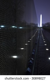 Washington Monument Vietnam Memorial Night The Wall Washington DC