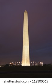 The Washington Monument Viewed At Night