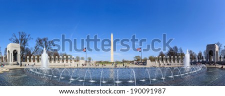 Washington Monument and the WWII memorial in Washington DC.