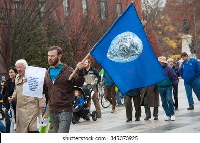 WASHINGTON - NOVEMBER 29:  Marchers Take Part In The Global Climate March In Washington, DC On November 29, 2015, The Eve Of The United Nations Climate Change Conference In Paris.