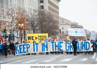 WASHINGTON - NOVEMBER 29:  Marchers Take Part In The Global Climate March In Washington, DC On November 29, 2015, The Eve Of The United Nations Climate Change Conference In Paris.