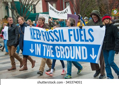 WASHINGTON - NOVEMBER 29:  Marchers Take Part In The Global Climate March In Washington, DC On November 29, 2015, The Eve Of The United Nations Climate Change Conference In Paris.