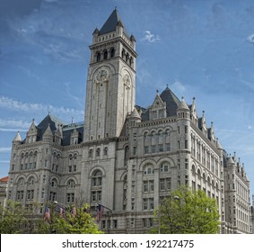 Washington Old Post Office On Cloudy Sky Background