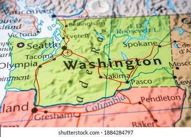 Washington on the USA map - Shutterstock ID 1884284797