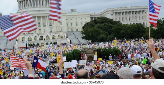 WASHINGTON - SEPTEMBER 12: Protesters rally against government tax and spending policies at the U.S. Capitol on September 12, 2009 in Washington.
