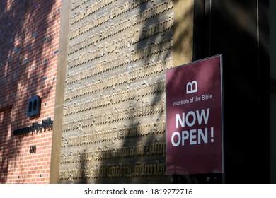 WASHINGTON - SEPTEMBER 19, 2020: MUSEUM OF THE BIBLE Sign At Entrance. The History Museum Is Located In SW DC