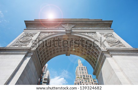 Washington Square Arch (built in 1889) in New York City, NY.