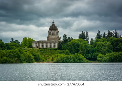 The Washington State Capitol and Capitol Lake, in Olympia, Washington.