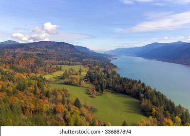 Washington State Fall Colors Along Columbia River Gorge From Cape Horn Viewpoint