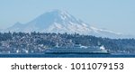 Washington State Ferry, Wenatchee, in front of West Seattle and Mount Rainier.