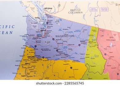 Washington state map. Discover the Beauty of Washington State through this Map. - Shutterstock ID 2285565745