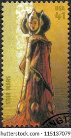 WASHINGTON, UNITED STATES OF AMERICA - MAY 25, 2007: A stamp printed in USA shows Queen Padme Amidala, series Premiere of Movie Star Wars 30 anniversary, 2007
