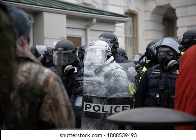 Washington, USA - 06 January 2021. Protestors Descend Upon Capitol Hill To Contest The Certification Of The Presidential Election