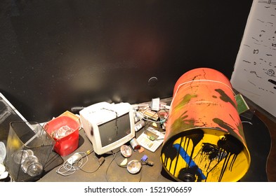 Washington / USA - 09 29 2019: Over Consumption Concept. Pile Of Objects. Waste Management. 