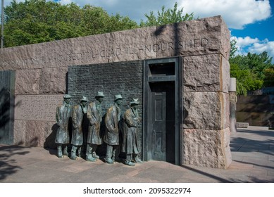 WASHINGTON, USA - AUGUST 20, 2019: The Great Depression Memorial In Washington D.C., USA