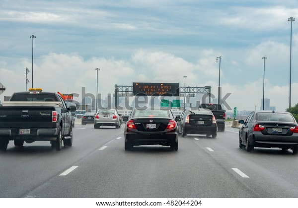 WASHINGTON, USA - JUNE, 23\
2016 - Maryland Baltimore to Washington heavy car traffic Congested\
highway 