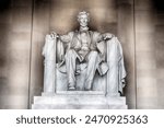 WASHINGTON, USA - JUNE 24 2016 - Lincoln statue detail at Memorial in Washington DC is a most visited touristic place in DC