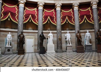 WASHINGTON, USA - OCTOBER 7, 2012: Statues Part Of The National Statuary Hall Collection In The United States Capitol Which Is Composed Of Statues Donated By Individual States.