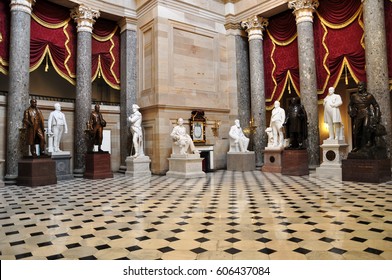 WASHINGTON, USA - OCTOBER 7, 2012: Statues Part Of The National Statuary Hall Collection In The United States Capitol Which Is Composed Of Statues Donated By Individual States.