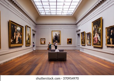 WASHINGTON, USA - SEP 24, 2015: Interior of the National Gallery of Art, a national art museum in Washington, D.C., National Mall, between 3rd and 9th Streets, at Constitution Avenue NW.