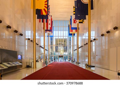 WASHINGTON, USA - SEP 24, 2015: Interior Of The John F. Kennedy Center For The Performing Arts. The Center Produces And Presents Theater, Dance, Ballet, Orchestral, Chamber, Jazz And Folk Music