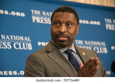 WASHINGTON,DC - AUGUST 29, 2017: NAACP Interim President and CEO Derrick Johnson speaks to a headliners luncheon at the National Press Club