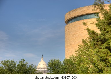 Washington,DC,USA - June 11 2016: National Museum Of The American Indian, Building Is Dedicated To The Life, Languages, Literature, History, And Arts Of The Native Americans Of The Western Hemisphere.